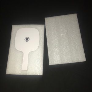 Chanel hand held cosmetic mirror - white